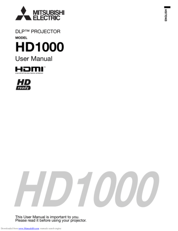 Mitsubishi Electric DLP HD1000, HD1000 User manual Mitsubishi Electric DLP HD1000, HD1000 User manual