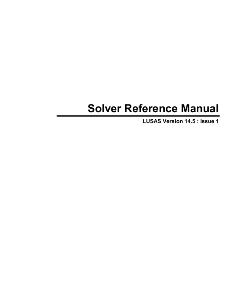 Solver Reference Manual Solver Reference Manual