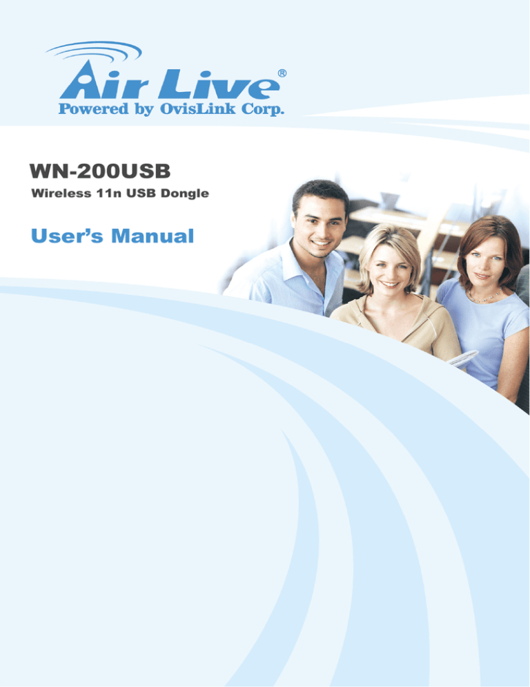 AirLive WN-200USB User`s Manual - Airlivecam.eu | Kamery Airlive AirLive WN-200USB User`s Manual - Airlivecam.eu | Kamery Airlive