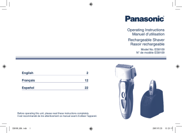 Operating Instructions Manuel d`utilisation Rechargeable Shaver Operating Instructions Manuel d`utilisation Rechargeable Shaver