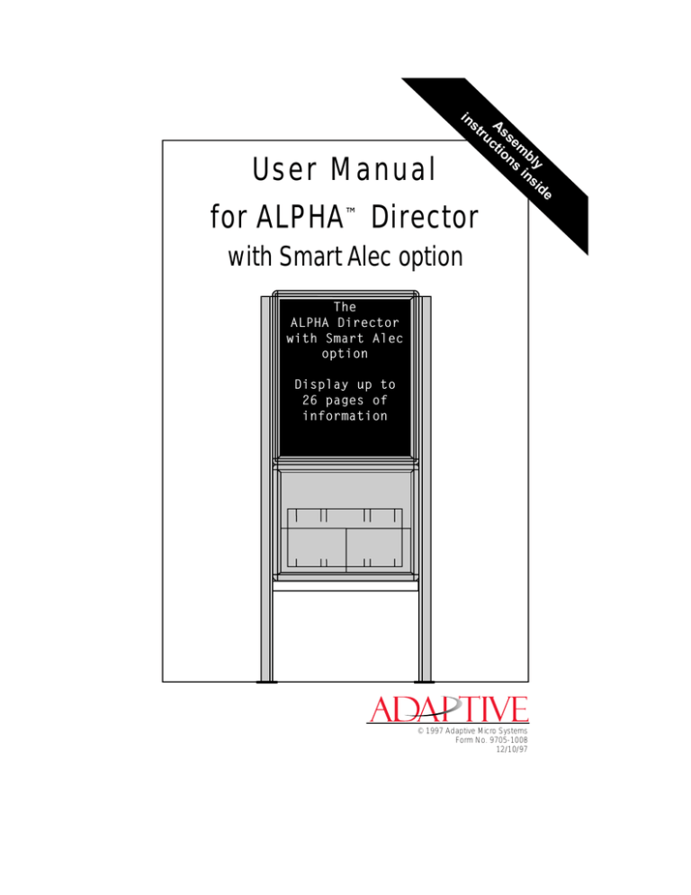 User Manual for Alpha Director with Smart Alec Option User Manual for Alpha Director with Smart Alec Option