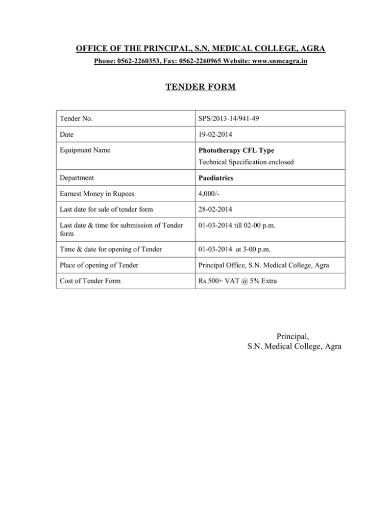 Tender From from Phototherapy CFL Type Tender From from Phototherapy CFL Type