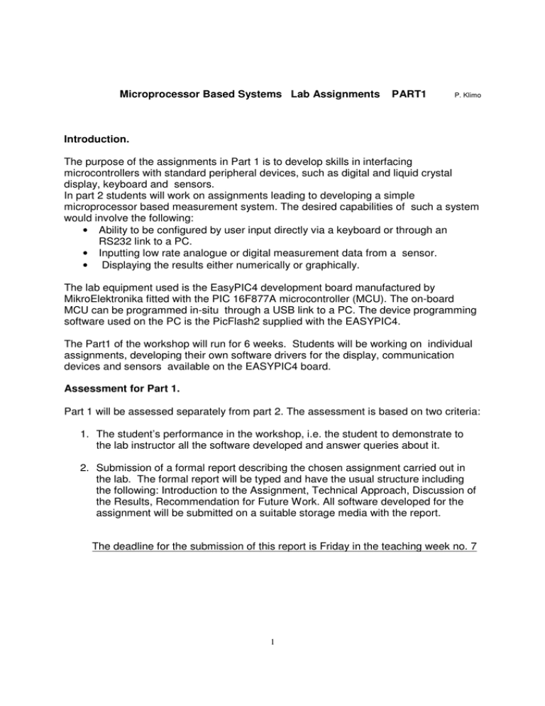 Microprocessor Based Systems Lab Assignments PART1 Microprocessor Based Systems Lab Assignments PART1