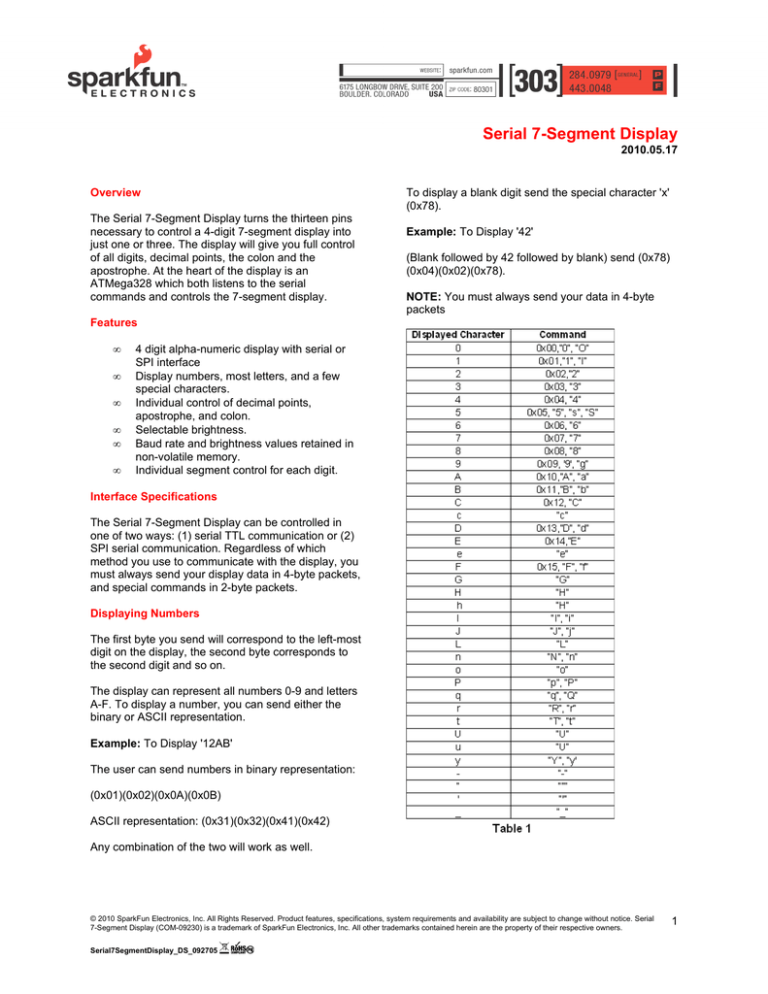Serial 7-Segment Display Serial 7-Segment Display