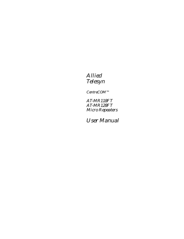 Allied Telesyn User Manual Allied Telesyn User Manual
