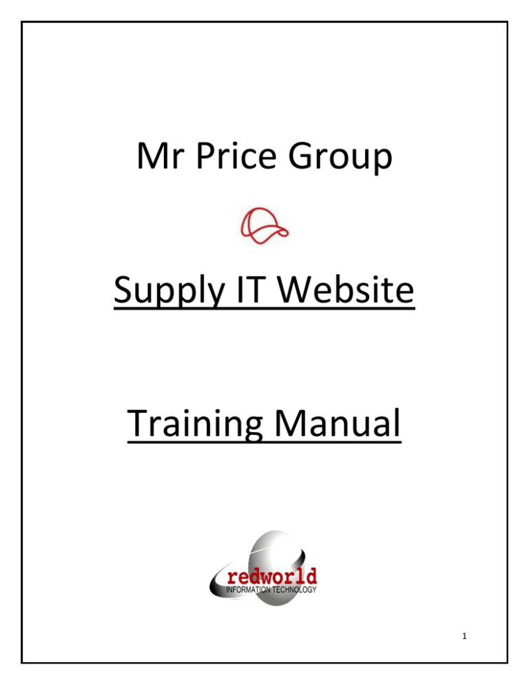 Mr Price Group Supply IT Website Training Manual Mr Price Group Supply IT Website Training Manual