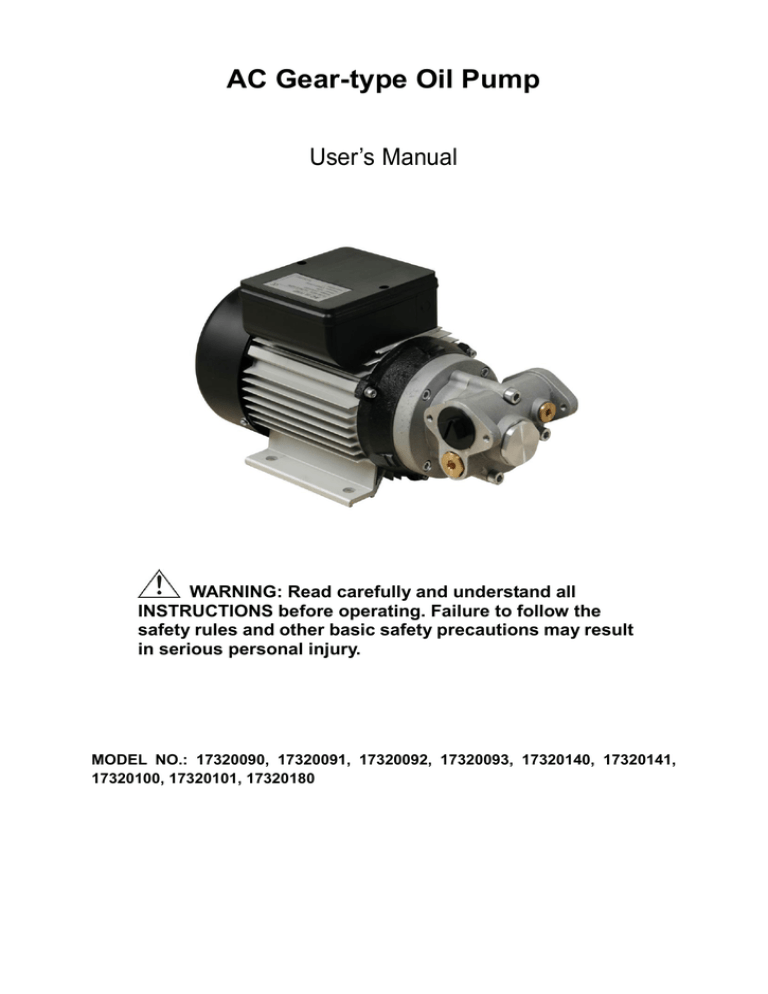 AC Gear-type Oil Pump - Folke AC Gear-type Oil Pump - Folke