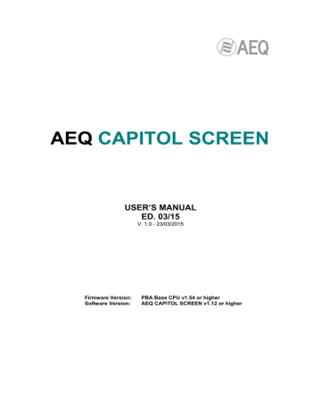 CAPITOL SCREEN Users Manual CAPITOL SCREEN Users Manual