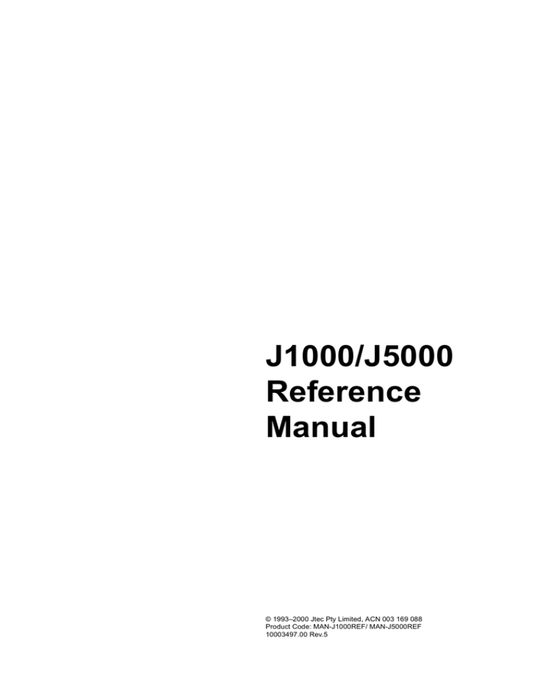 JTec J5000 Reference Manual - Industry Surplus Australia JTec J5000 Reference Manual - Industry Surplus Australia