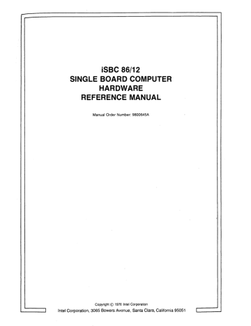 Intel iSBC 86/12 Hardware Reference Manual | Manualzz Intel iSBC 86/12 Hardware Reference Manual | Manualzz
