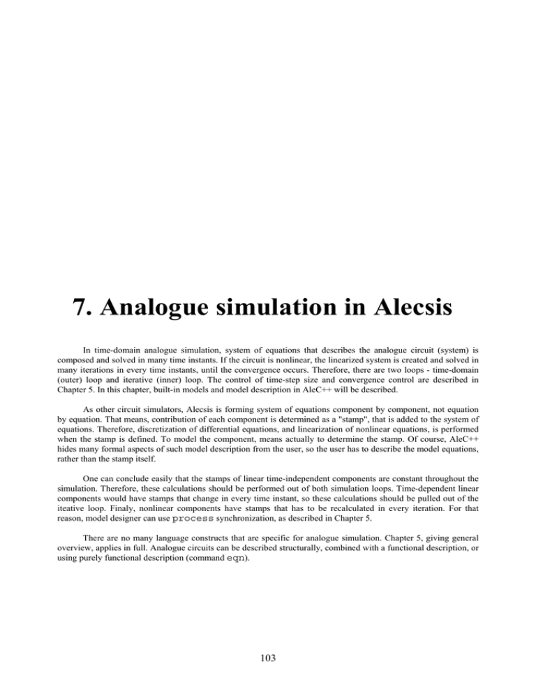 7. Analogue simulation in Alecsis 7. Analogue simulation in Alecsis