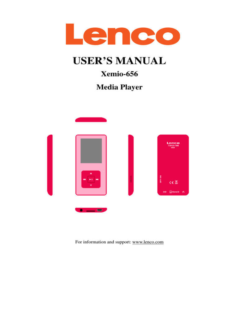 Lenco Xemio 656 User manual Lenco Xemio 656 User manual