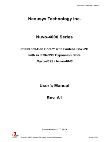 Nuvo-4000 User`s Manual | Manualzz