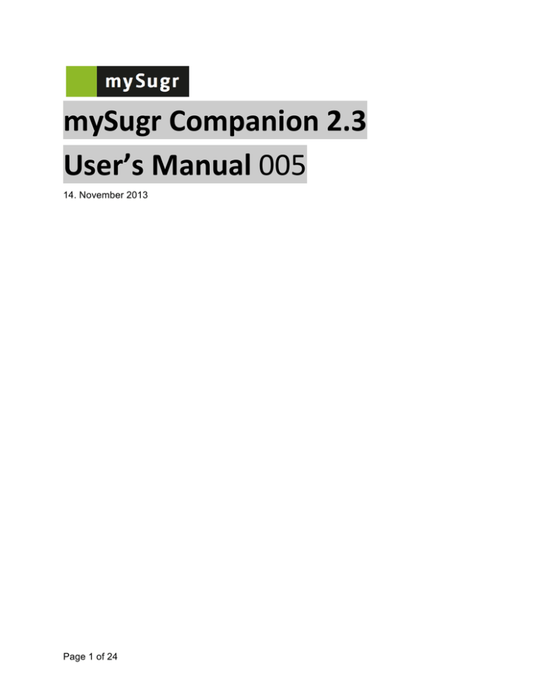 mySugr Companion 2.3 User`s Manual 005 mySugr Companion 2.3 User`s Manual 005