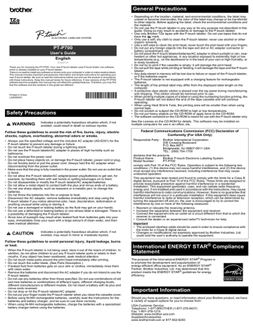 Brother PT-P700 User's Guide | Manualzz Brother PT-P700 User's Guide | Manualzz