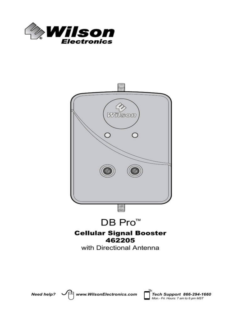 DB Pro™Installation Instructions for the Following Wilson Electronics DB Pro™Installation Instructions for the Following Wilson Electronics