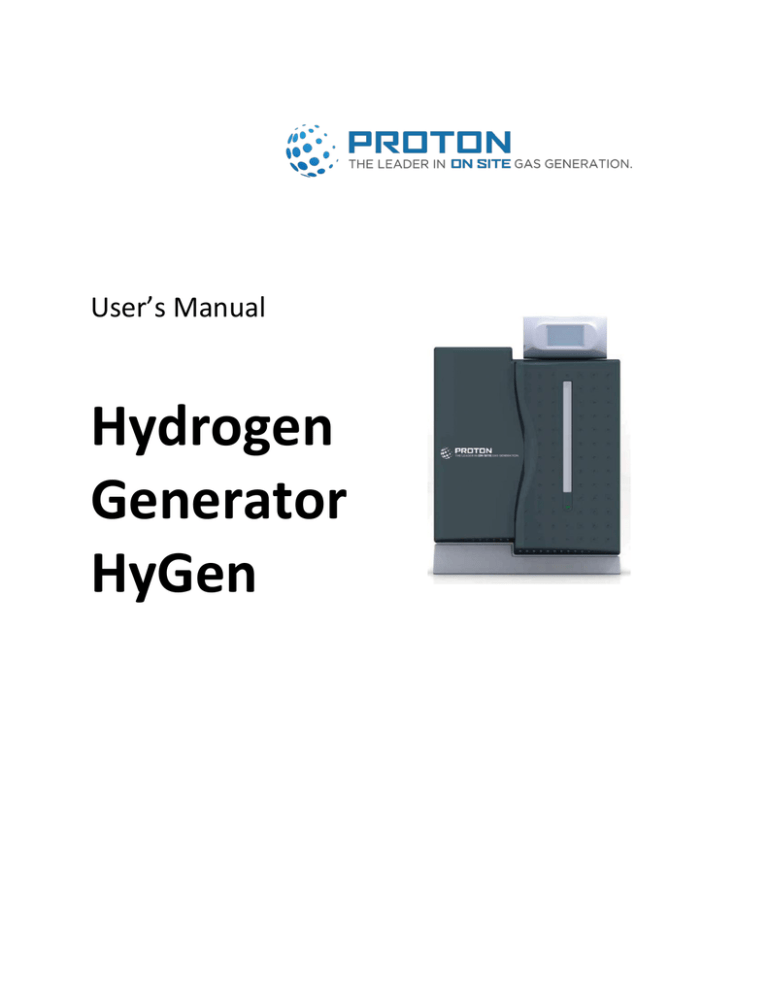 Hydrogen Generator HyGen Hydrogen Generator HyGen