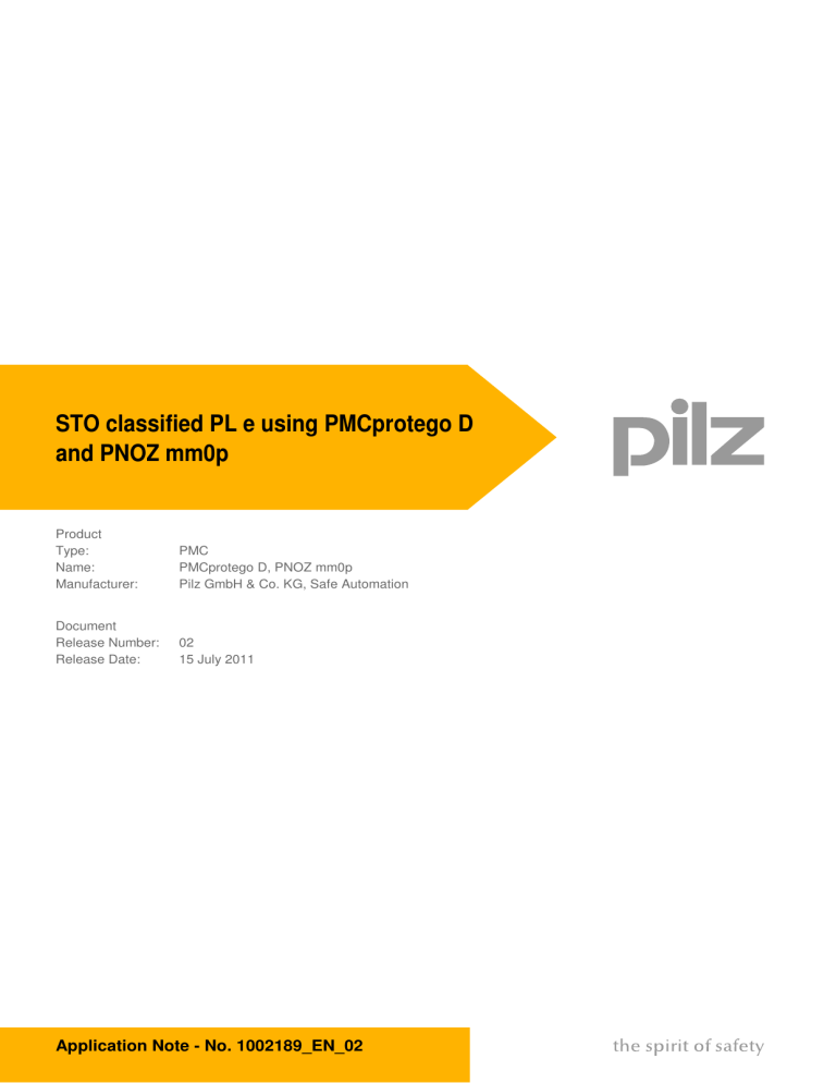 STO classified PL e using PMCprotego D and PNOZ mm0p STO classified PL e using PMCprotego D and PNOZ mm0p