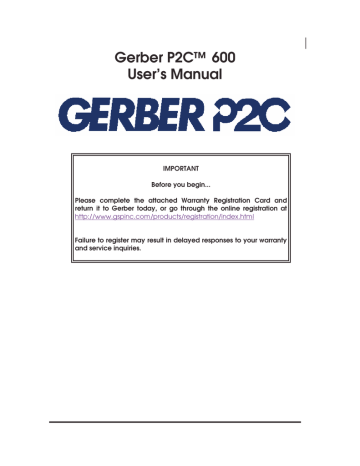 Gerber P2C 600 User manual | Manualzz
