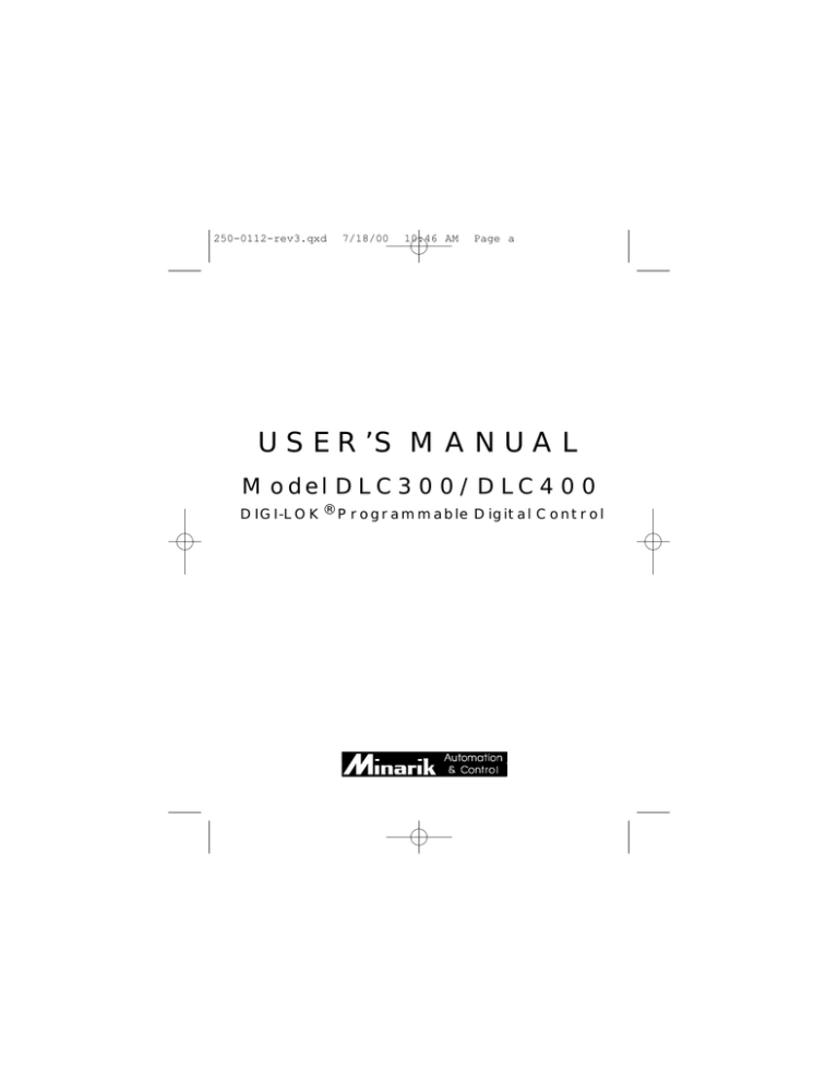 USER`S MANUAL - Minarik Drives USER`S MANUAL - Minarik Drives