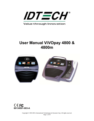 User Manual ViVOpay 4800 & 4800m User Manual ViVOpay 4800 & 4800m