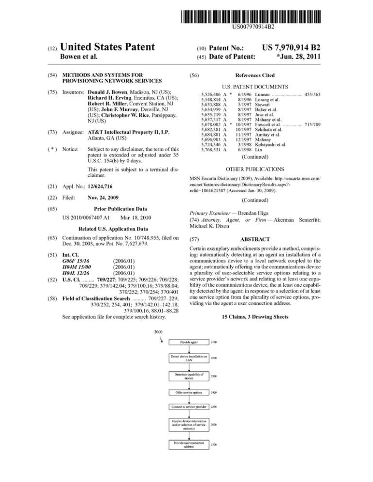 Methods and systems for provisioning network services Methods and systems for provisioning network services