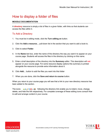 Moodle User Manual for Instructors Moodle User Manual for Instructors