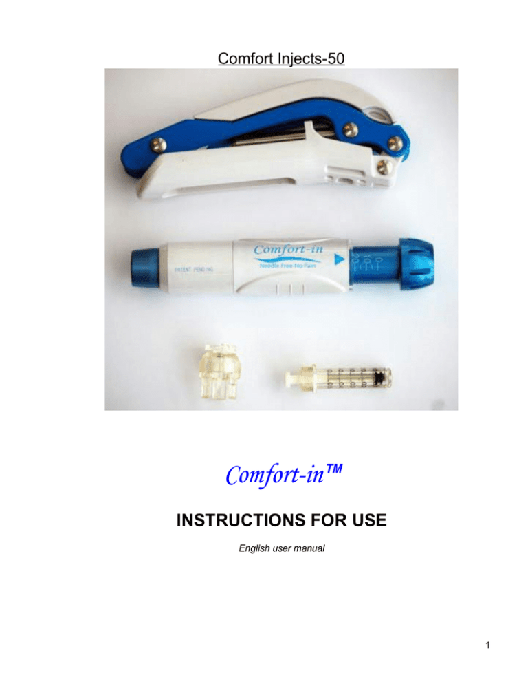Detailed User Manual - Injex needle free injections Detailed User Manual - Injex needle free injections