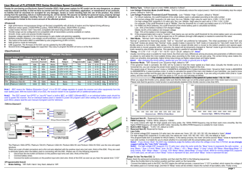 User Manual of PLATINUM PRO Series Brushless User Manual of PLATINUM PRO Series Brushless