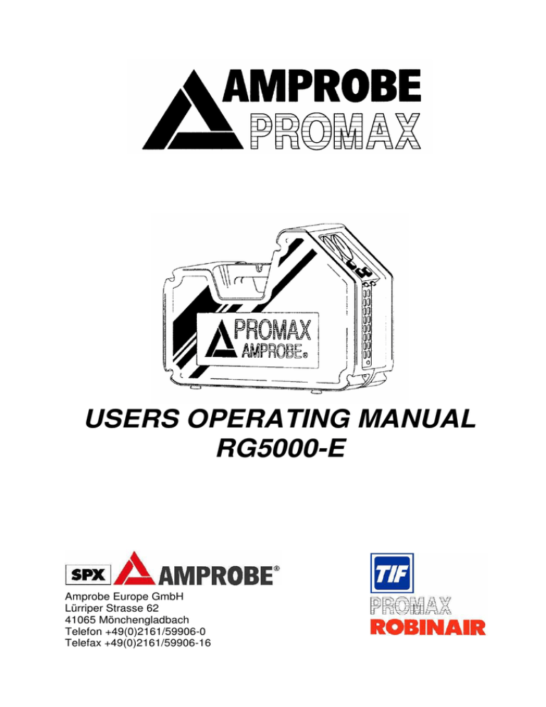 USERS OPERATING MANUAL RG5000-E USERS OPERATING MANUAL RG5000-E