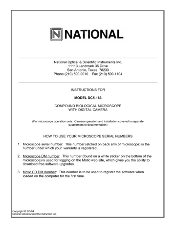 National DC5-163 Instructions Manual | Manualzz