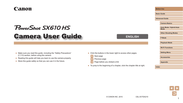 Canon IXUS 275 HS, 0113C001, PowerShot SX610 HS, PowerShot ELPH 350 HS, 0111C001 User manual Canon IXUS 275 HS, 0113C001, PowerShot SX610 HS, PowerShot ELPH 350 HS, 0111C001 User manual