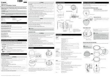 Network Camera VB-R11 Installation Guide Network Camera VB-R11 Installation Guide