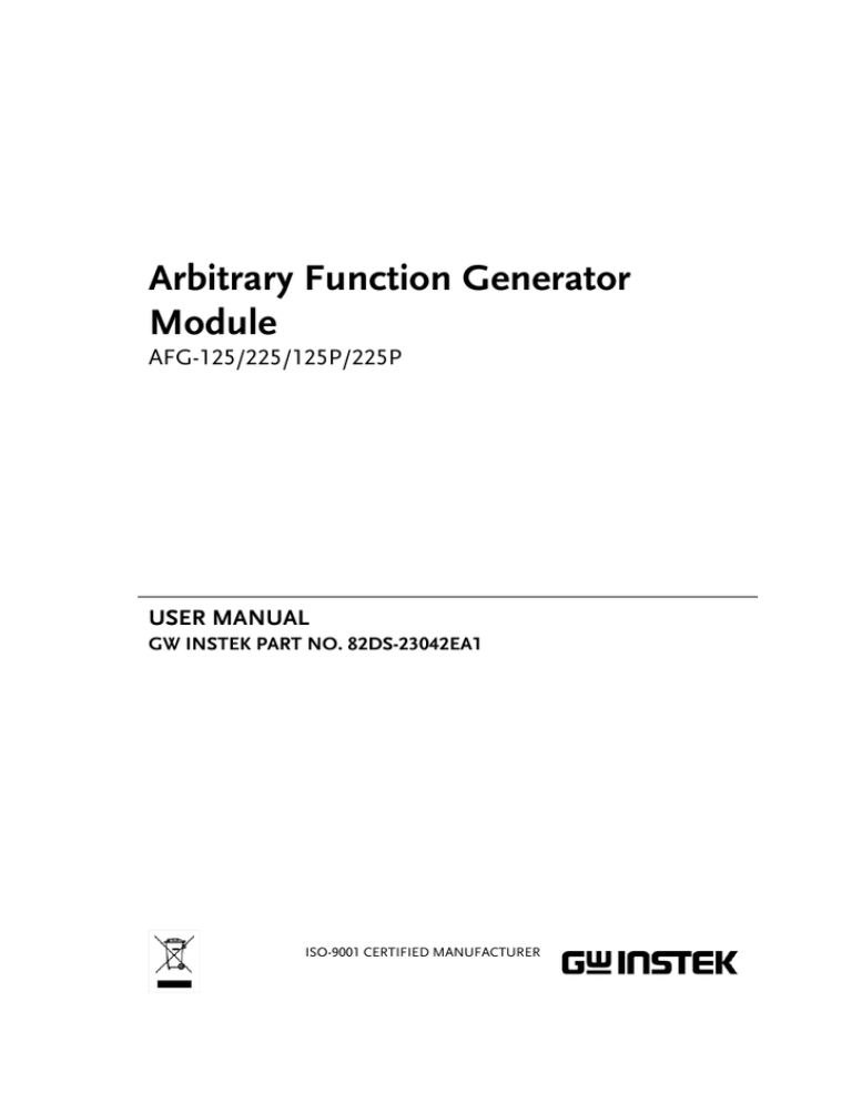 AFG-125 User Manual AFG-125 User Manual