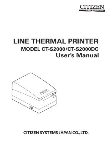 Citizen Systems | CT-S2000DC | User manual | LINE THERMAL PRINTER | Manualzz