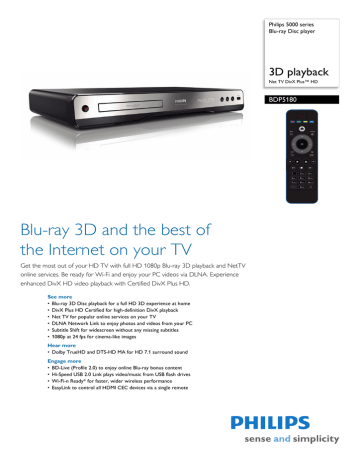 BDP5180/12 Philips Blu-ray Disc player | Manualzz