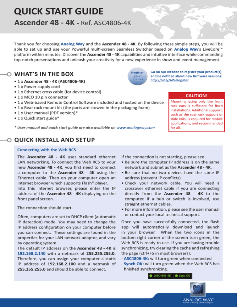 QUICK START GUIDE QUICK START GUIDE