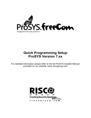 Risco ProSYS User manual Risco ProSYS User manual