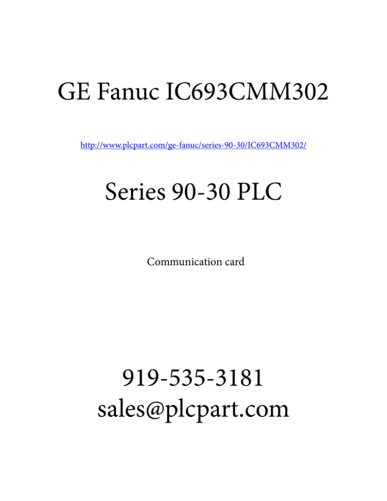 GE Fanuc | Series 90-30 | IC693CMM302 GE Fanuc | Series 90-30 | IC693CMM302
