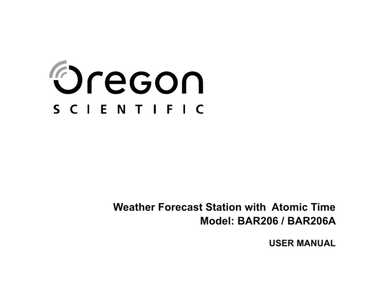 Oregon Scientific BAR206 User manual Oregon Scientific BAR206 User manual