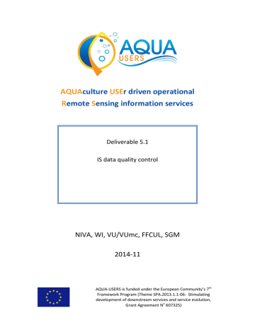 D5.1: In-situ data quality control - AQUA D5.1: In-situ data quality control - AQUA