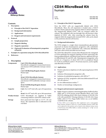 CD34 MicroBead Kit Manualzz