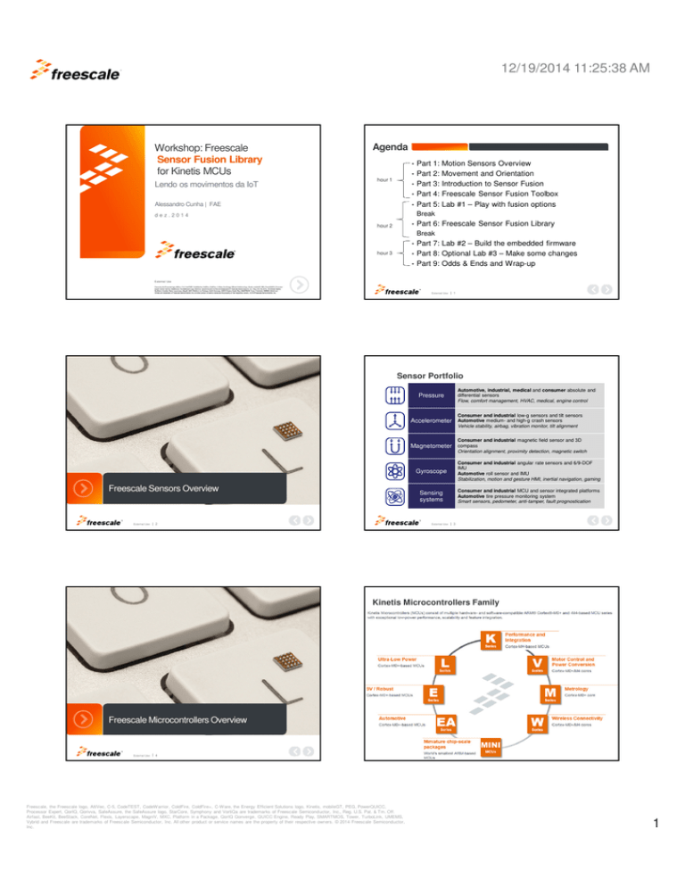 Workshop Sensors Fusion Library for Kinetis MCUs Workshop Sensors Fusion Library for Kinetis MCUs