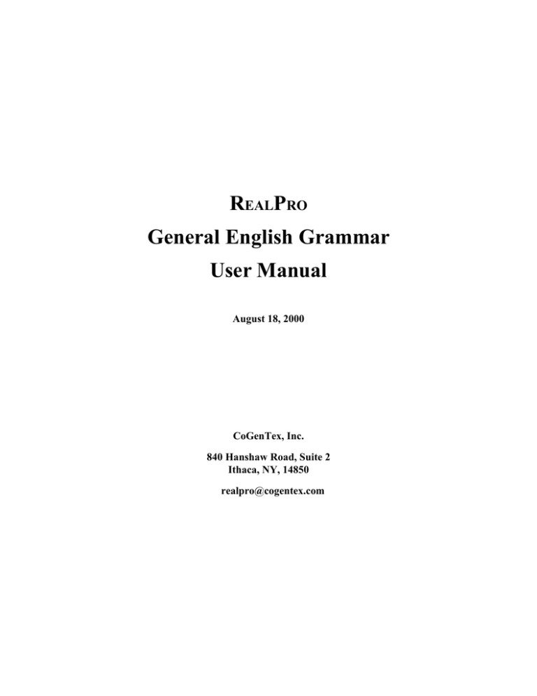 General English Grammar User Manual General English Grammar User Manual