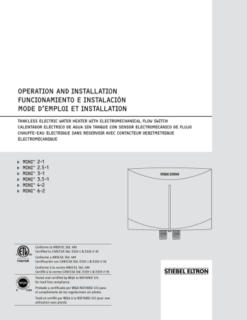 STIEBEL ELTRON MINI 3-1 Operation and Installation | Manualzz