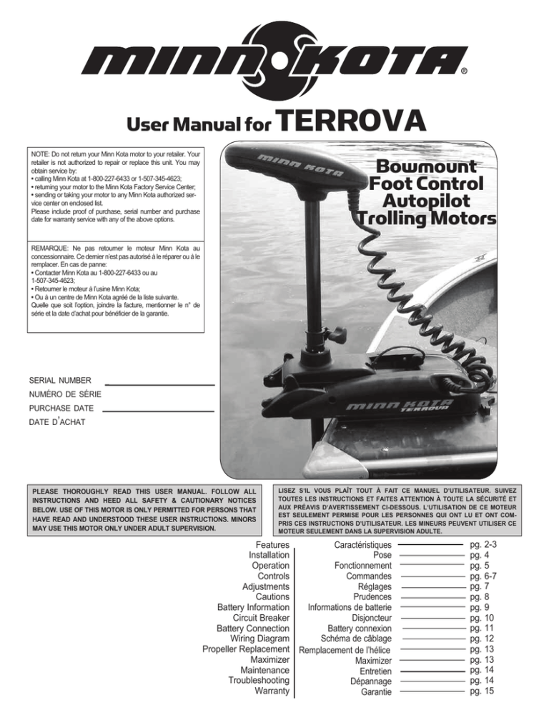 Bowmount Foot Control Autopilot Trolling Motors User Manual for Bowmount Foot Control Autopilot Trolling Motors User Manual for