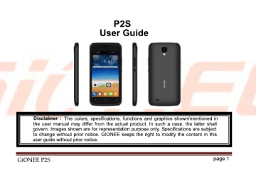 Gionee Pioneer P2S Owner Manual | Manualzz Gionee Pioneer P2S Owner Manual | Manualzz