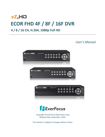 ECOR FHD 4F / 8F / 16F DVR | Manualzz