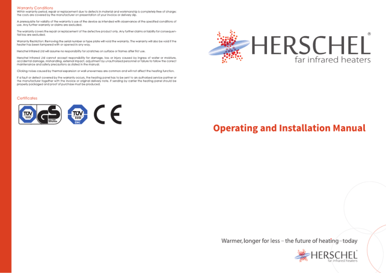 Operating and Installation Manual Operating and Installation Manual