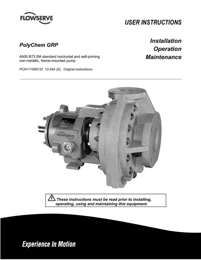 PolyChem GRP Pump User Instructions PolyChem GRP Pump User Instructions